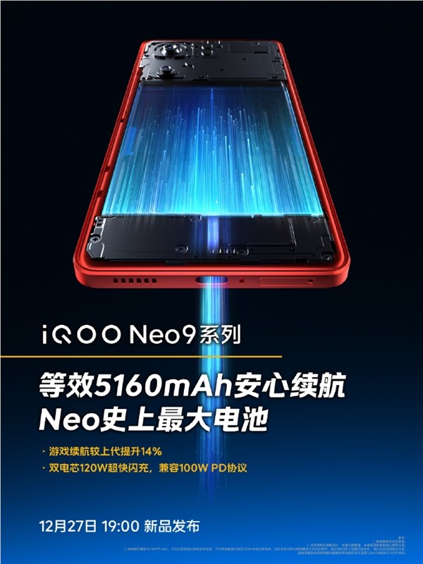 iQOO Neo9 全系标配6K天幕VC：导热性提升26%